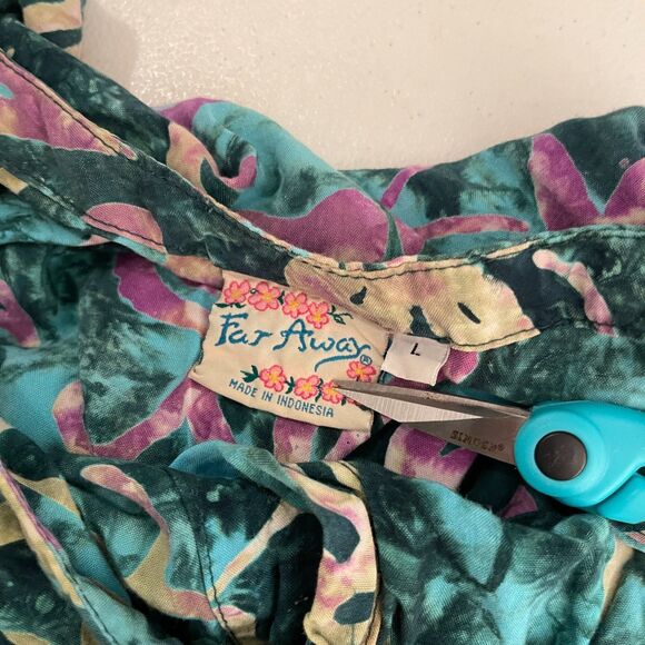 Far Away Dress Women's Large Floral Sleeveless V-Neck Button Resort Midi - Picture 6 of 9